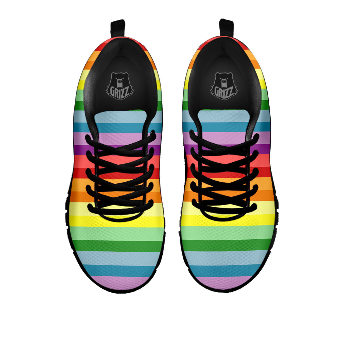 Striped Rainbow Print Pattern Black Sneaker-grizzshop