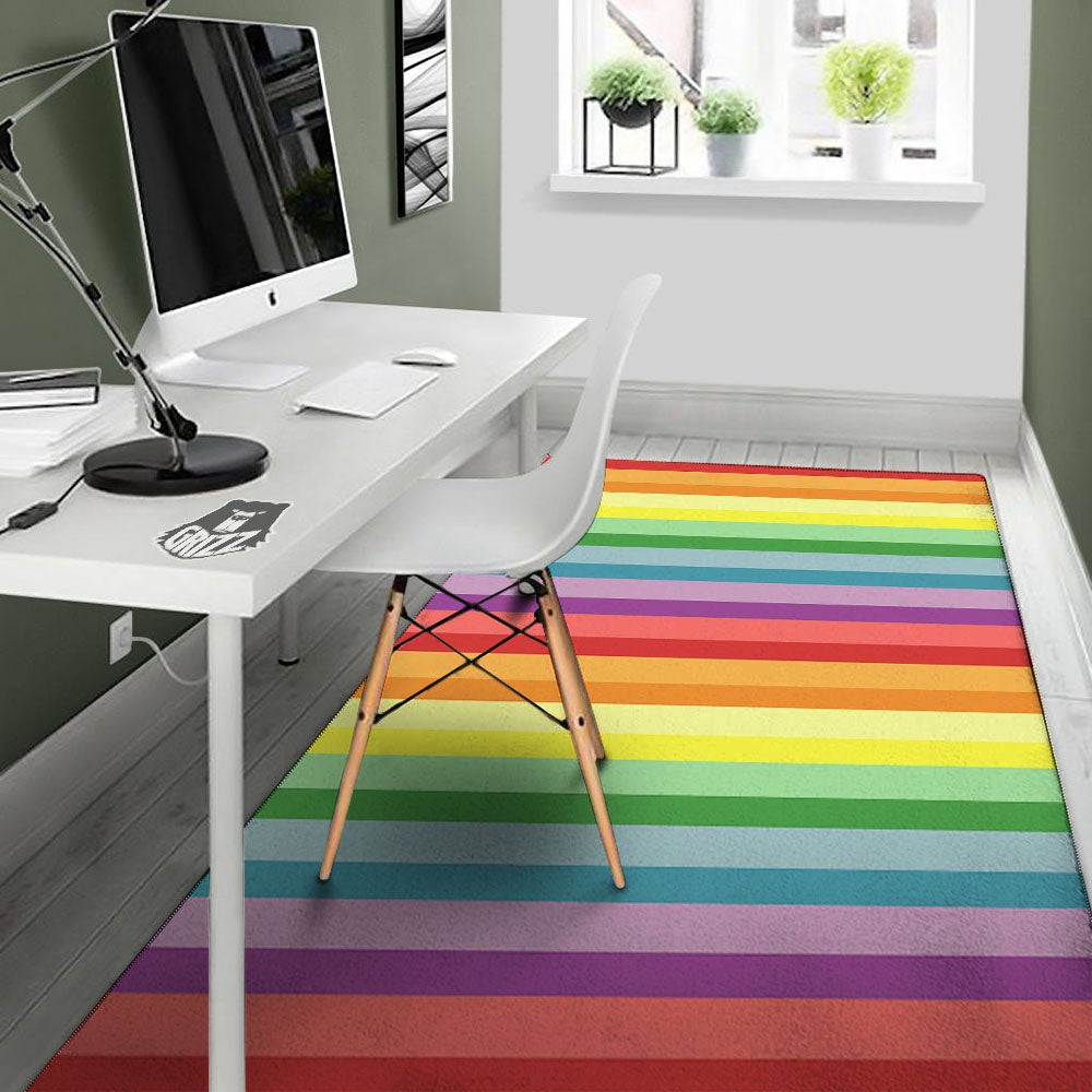Striped Rainbow Print Pattern Floor Mat-grizzshop