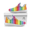 Striped Rainbow Print Pattern White Athletic Shoes-grizzshop