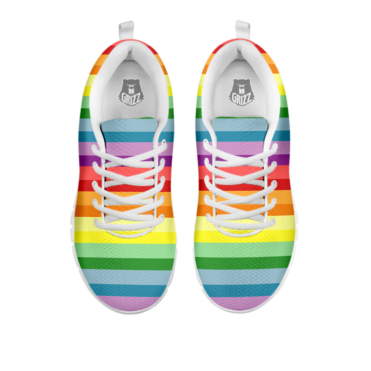 Striped Rainbow Print Pattern White Sneaker-grizzshop