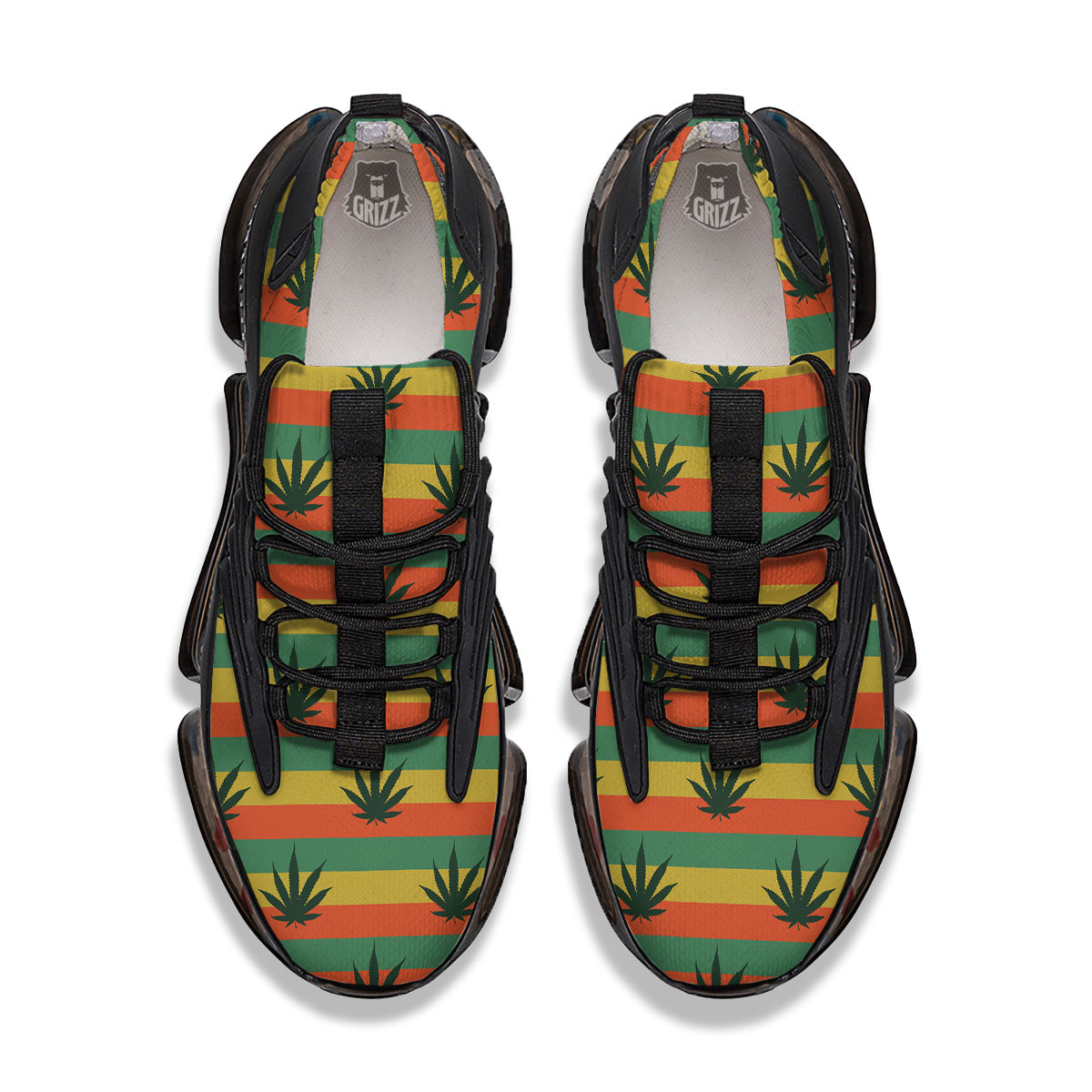 Striped Rasta Print Pattern Black Gym Shoes-grizzshop