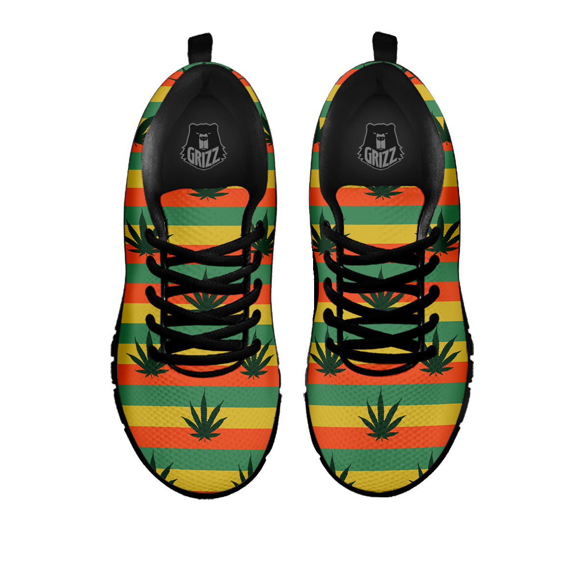 Striped Rasta Print Pattern Black Sneaker-grizzshop