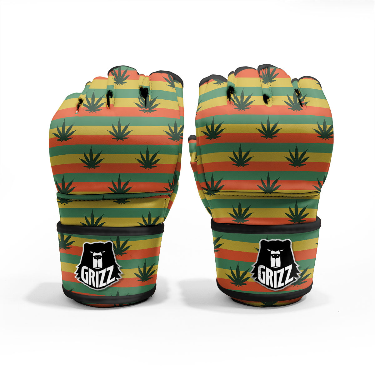 Striped Rasta Print Pattern MMA Gloves-grizzshop