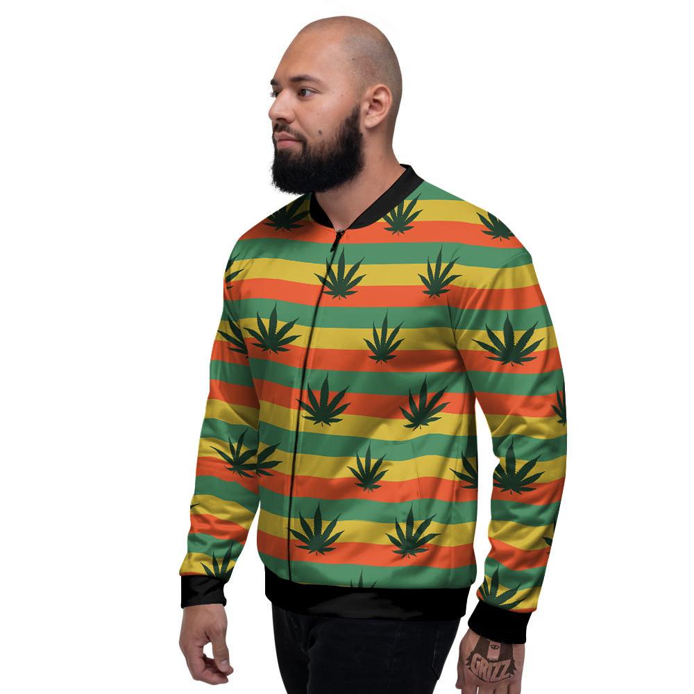 Striped Rasta Print Pattern Men's Bomber Jacket-grizzshop