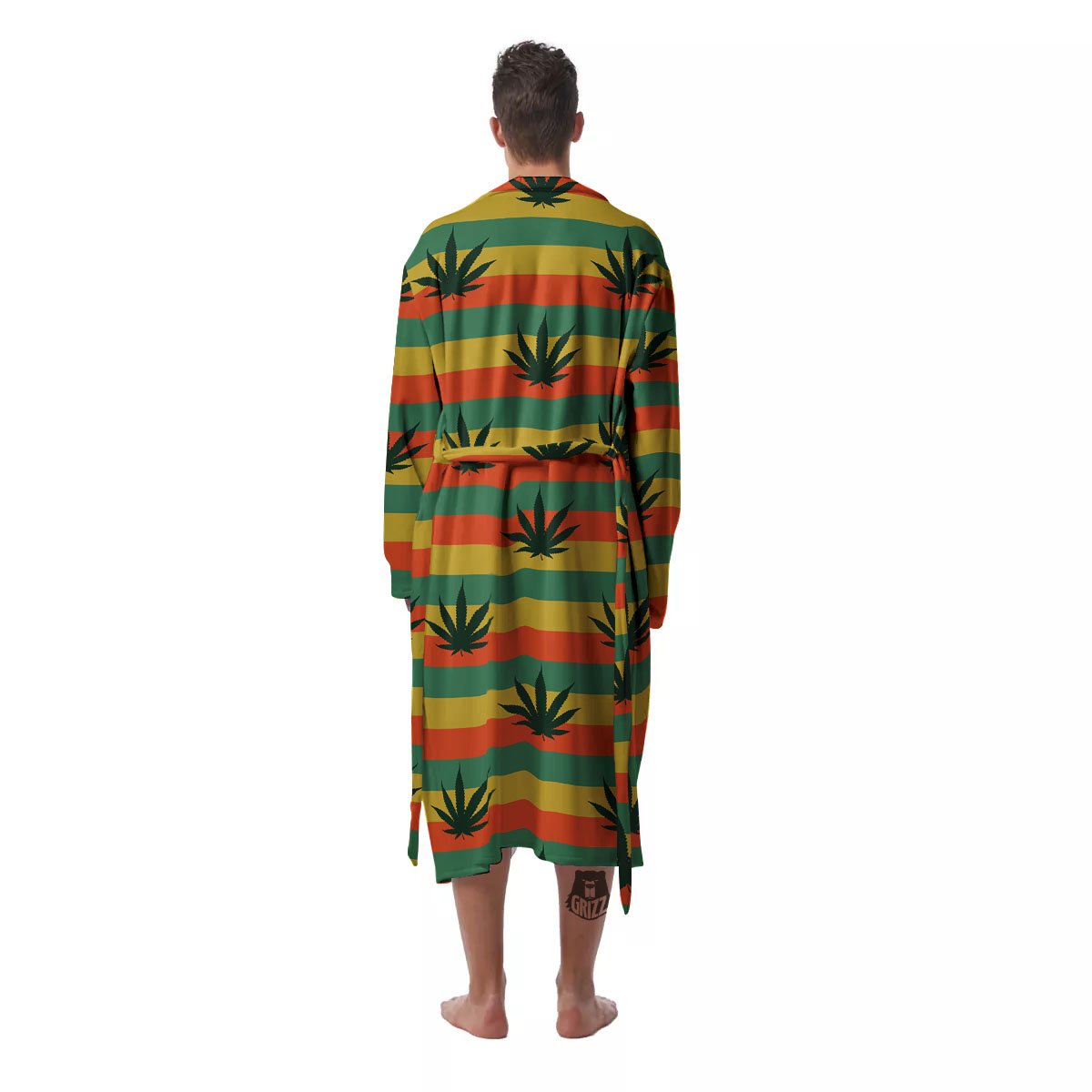 Striped Rasta Print Pattern Men's Robe-grizzshop