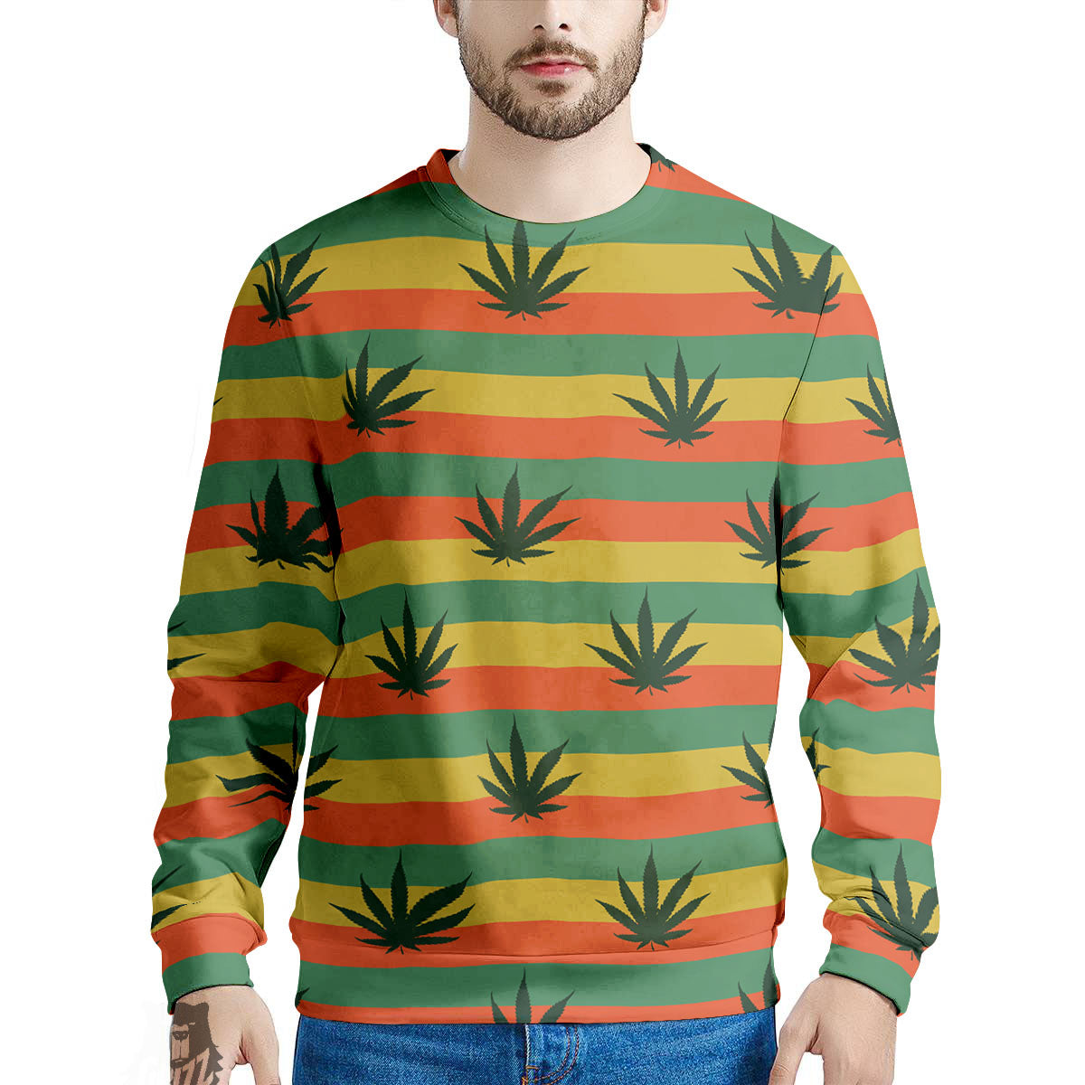 Striped Rasta Print Pattern Men's Sweatshirt-grizzshop