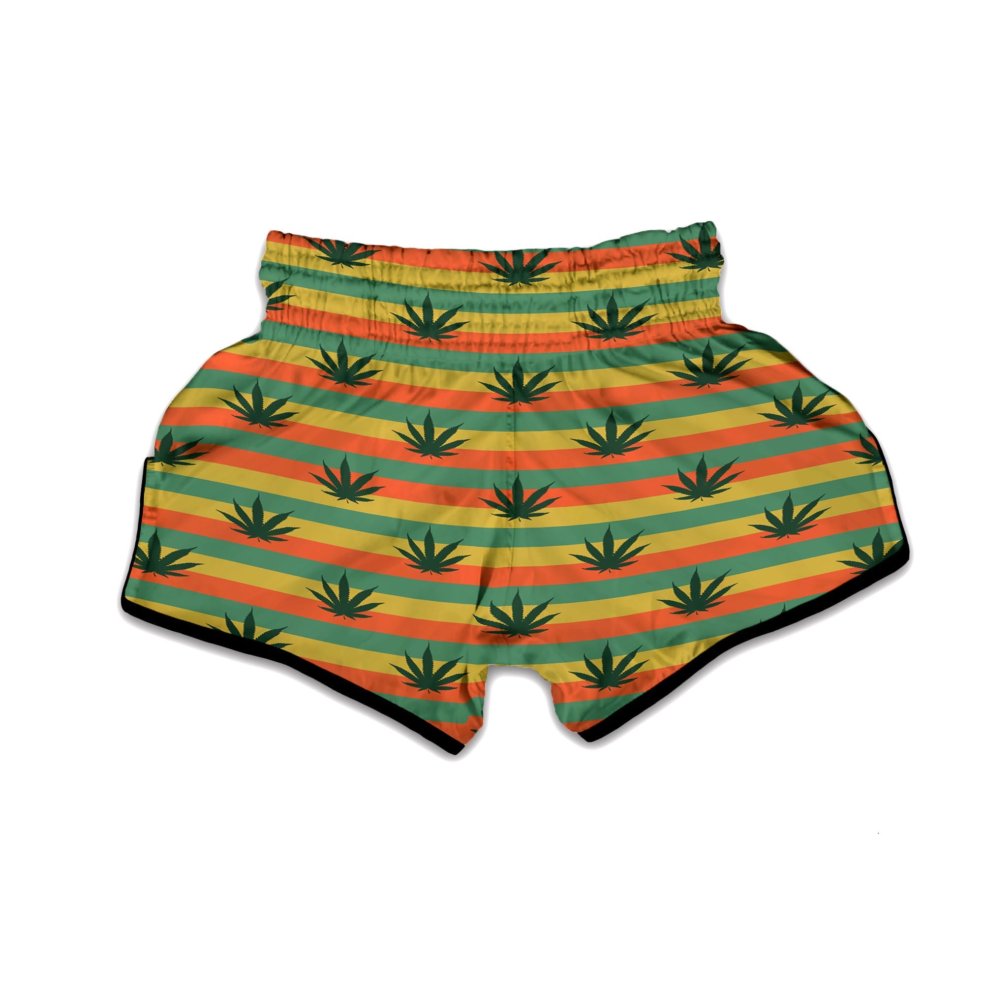 Striped Rasta Print Pattern Muay Thai Boxing Shorts-grizzshop