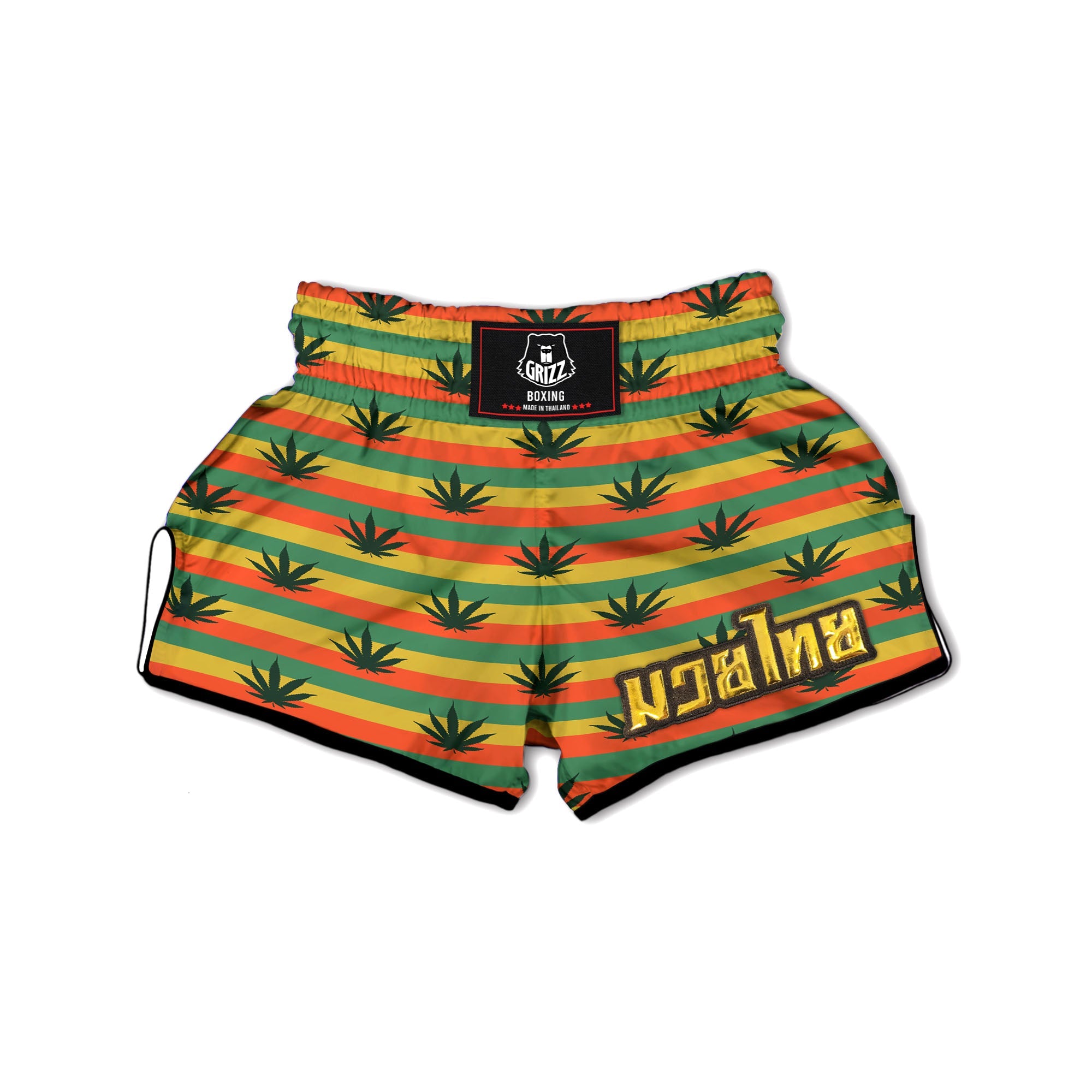 Striped Rasta Print Pattern Muay Thai Boxing Shorts-grizzshop