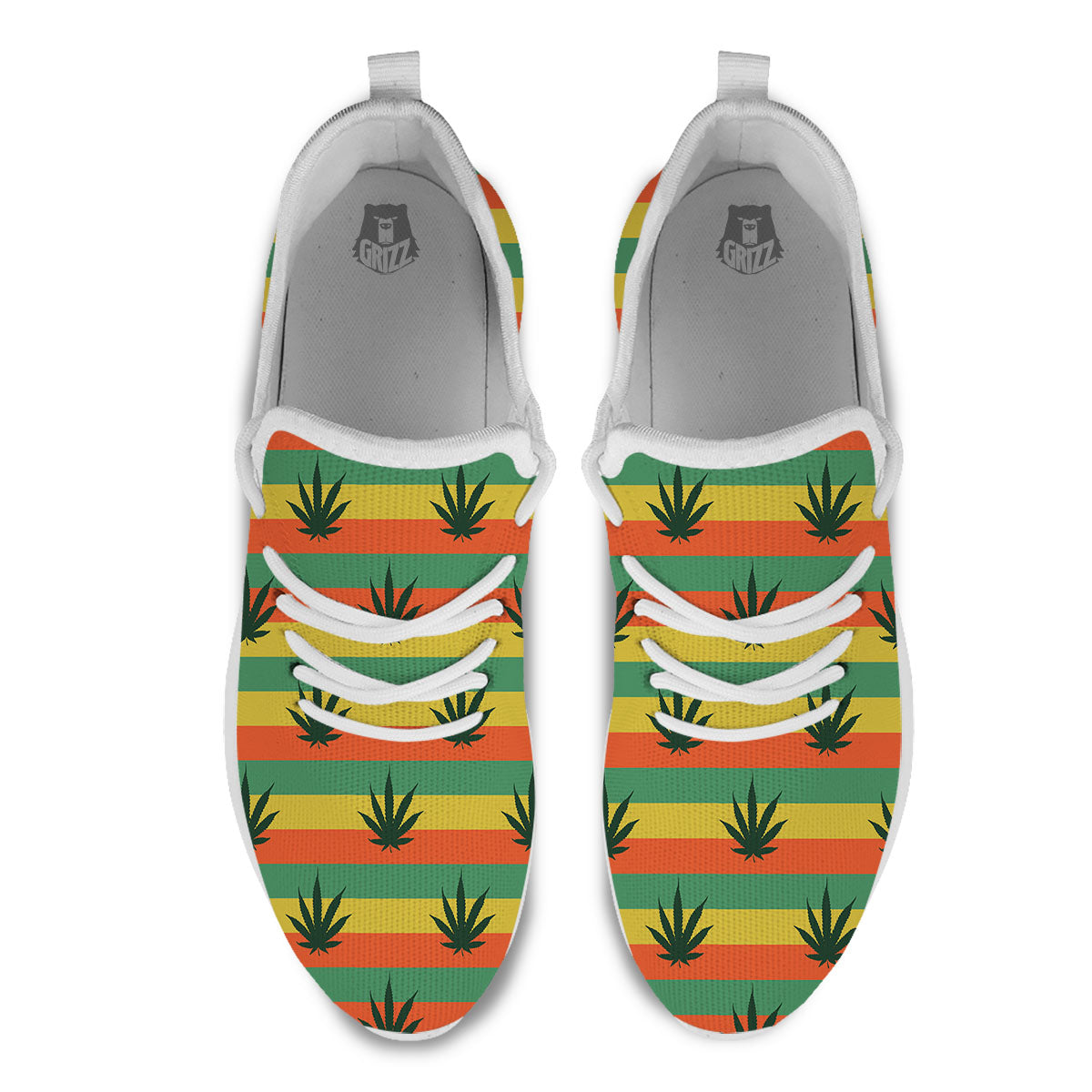 Striped Rasta Print Pattern White Athletic Shoes-grizzshop