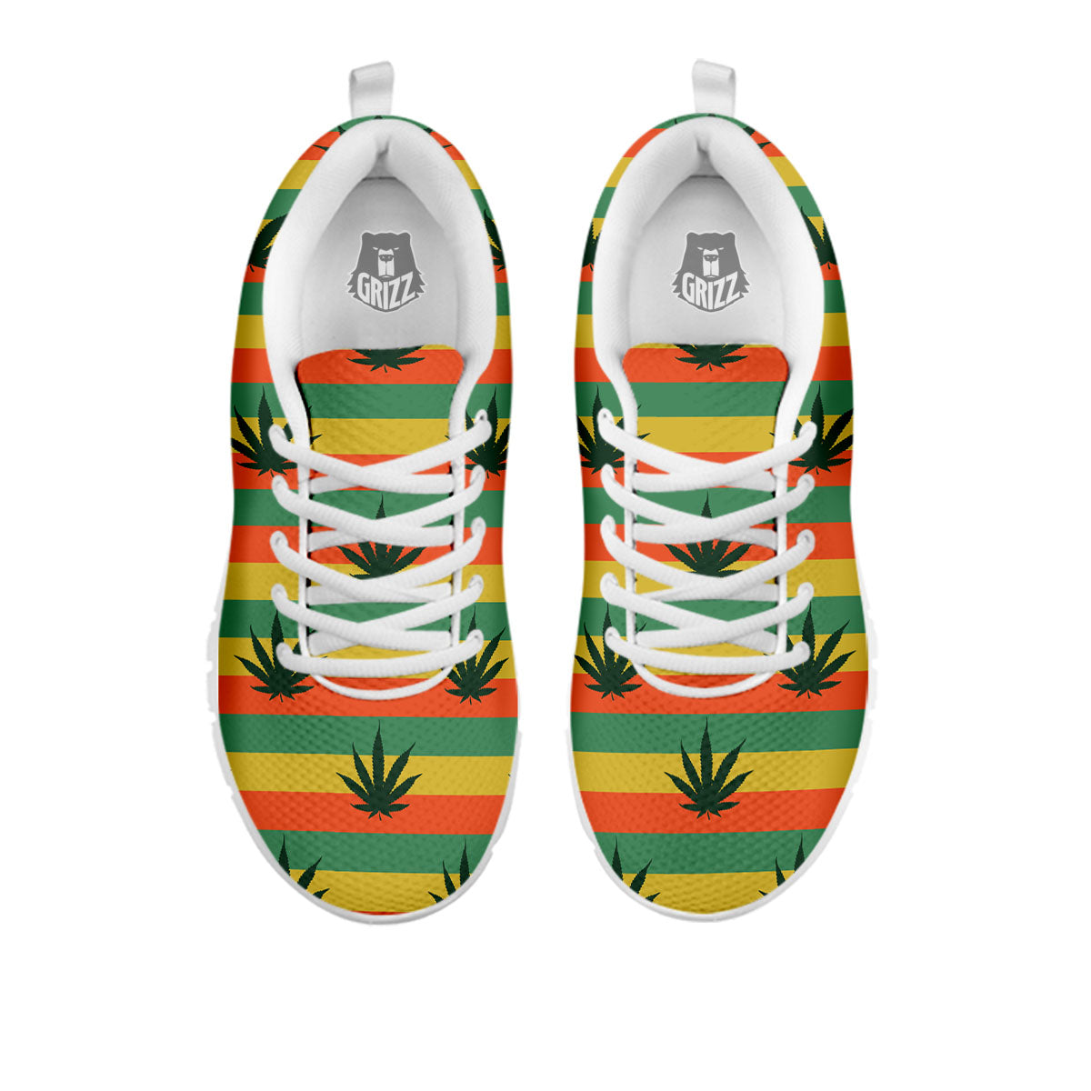Striped Rasta Print Pattern White Sneaker-grizzshop