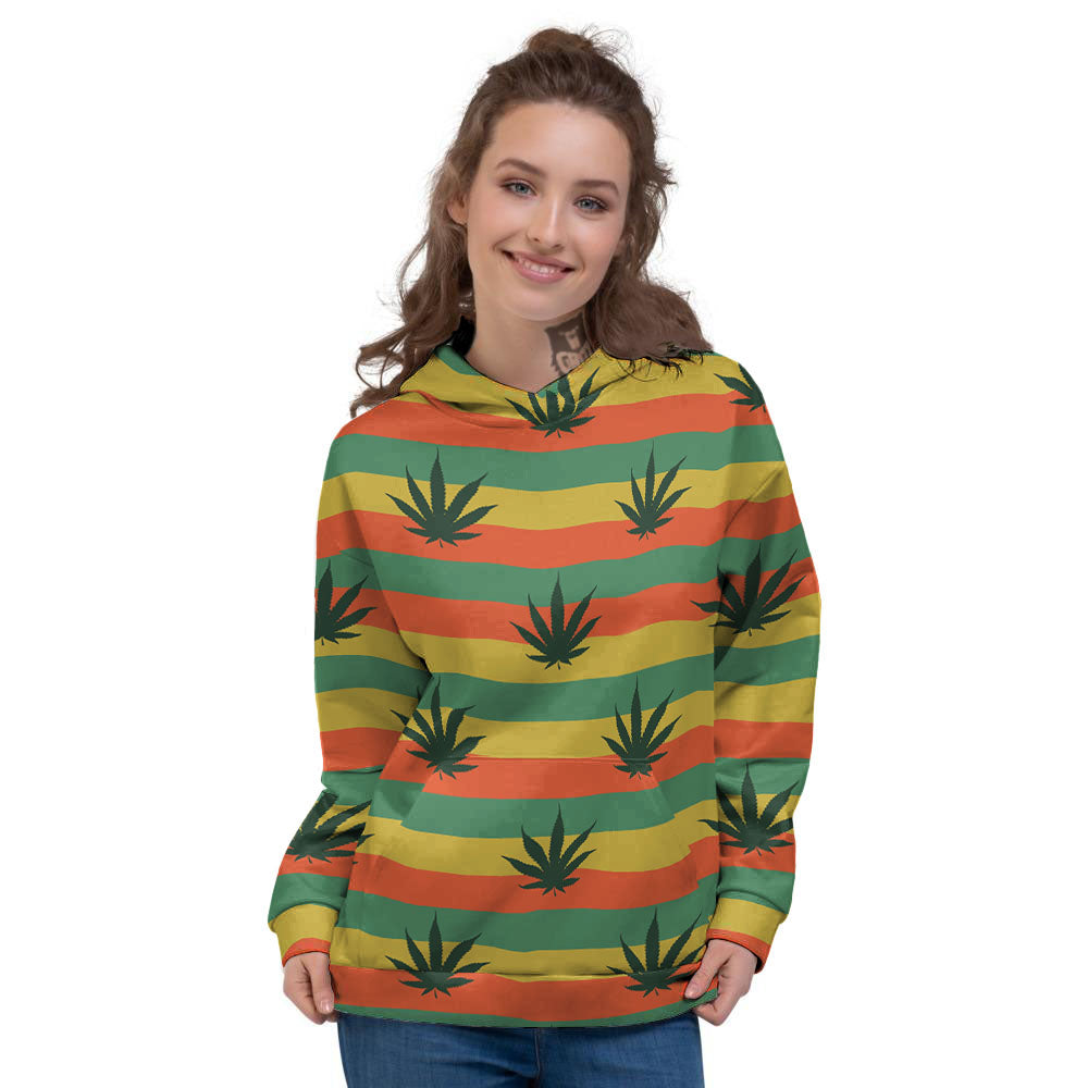 Striped Rasta Print Pattern Women's Hoodie-grizzshop