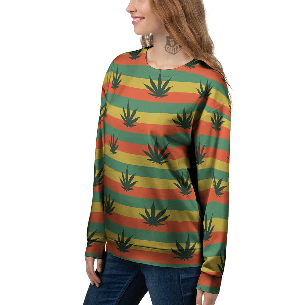 Striped Rasta Print Pattern Women's Sweatshirt-grizzshop