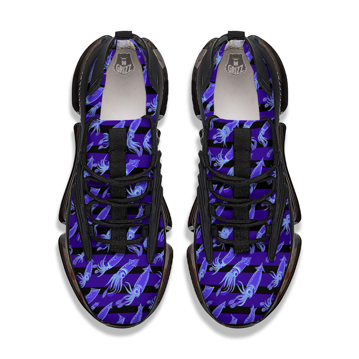 Striped Squid Print Pattern Black Gym Shoes-grizzshop