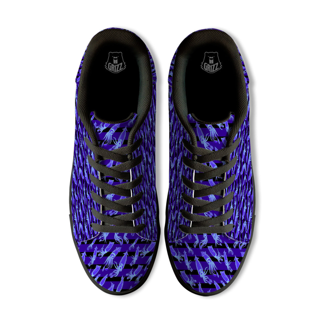 Striped Squid Print Pattern Black Low Top Sneakers-grizzshop