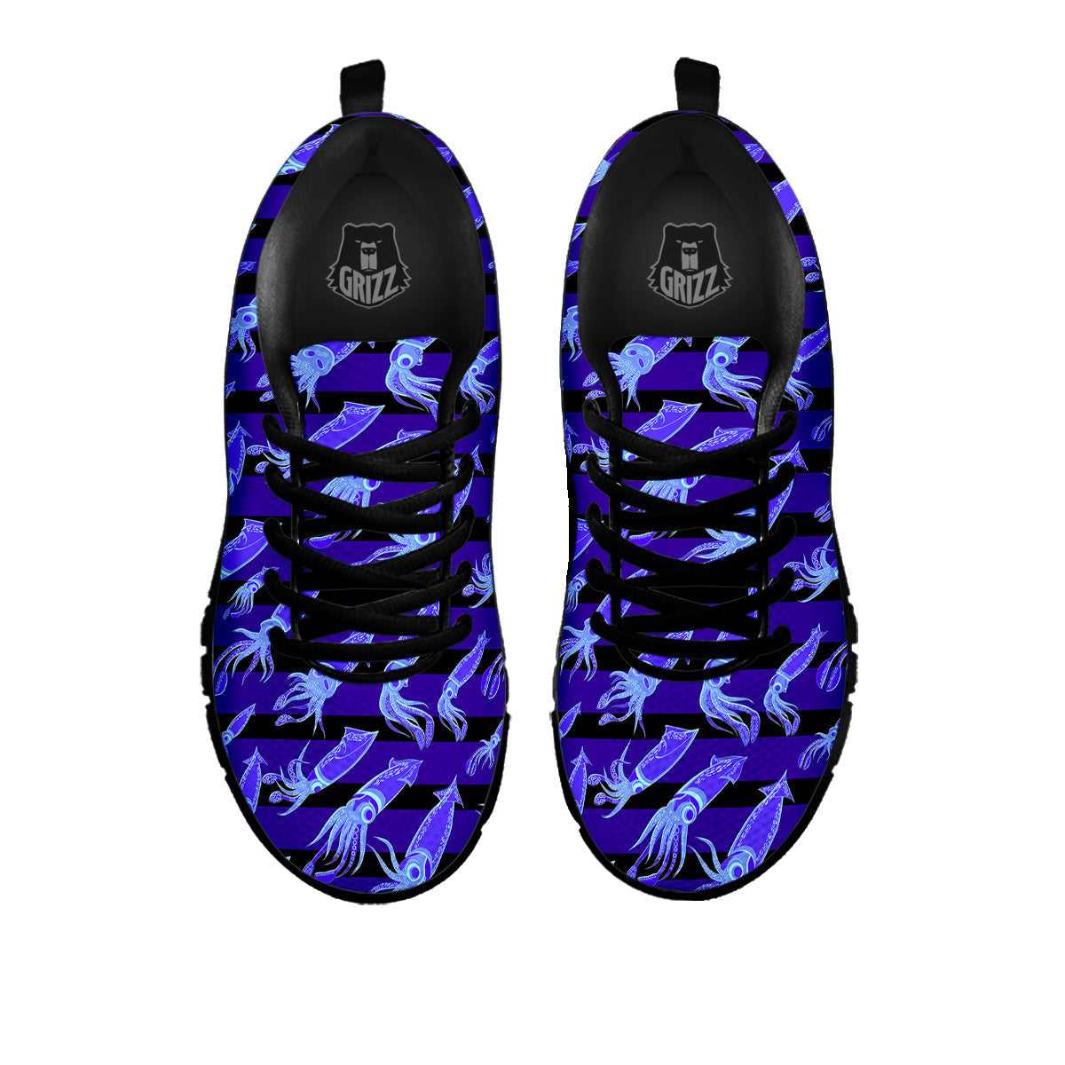 Striped Squid Print Pattern Black Sneaker-grizzshop