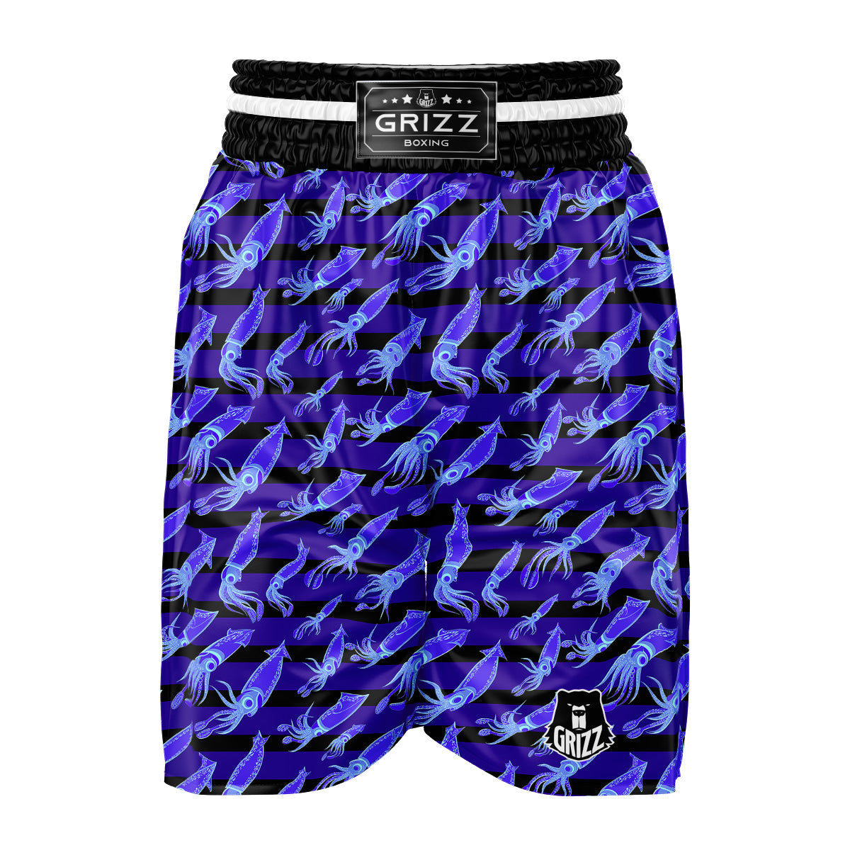Striped Squid Print Pattern Boxing Shorts-grizzshop
