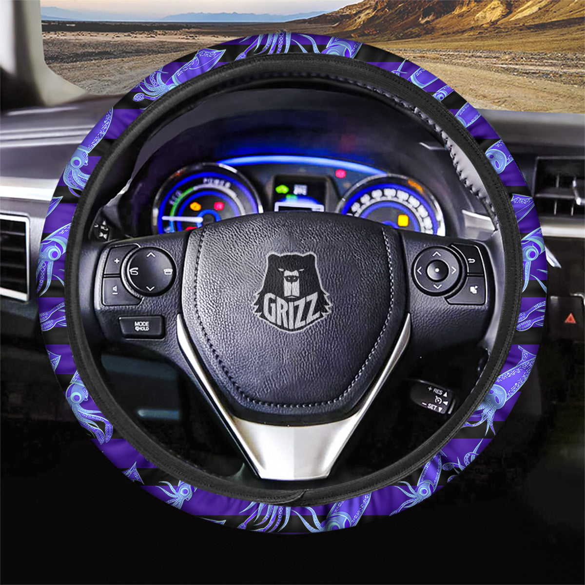 Striped Squid Print Pattern Car Steering Wheel Cover-grizzshop