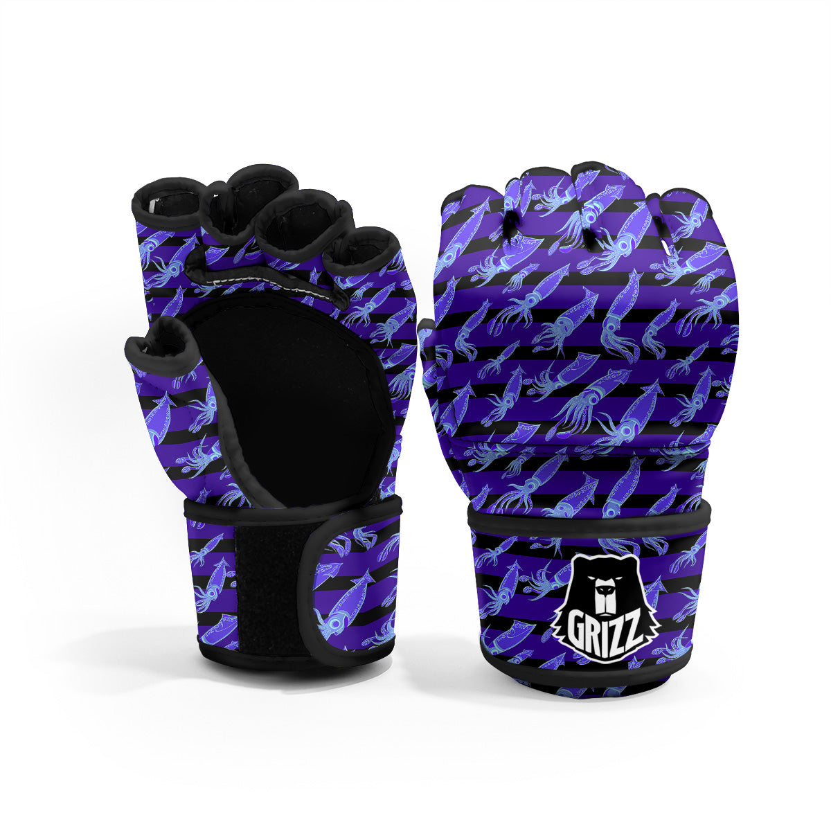 Striped Squid Print Pattern MMA Gloves-grizzshop