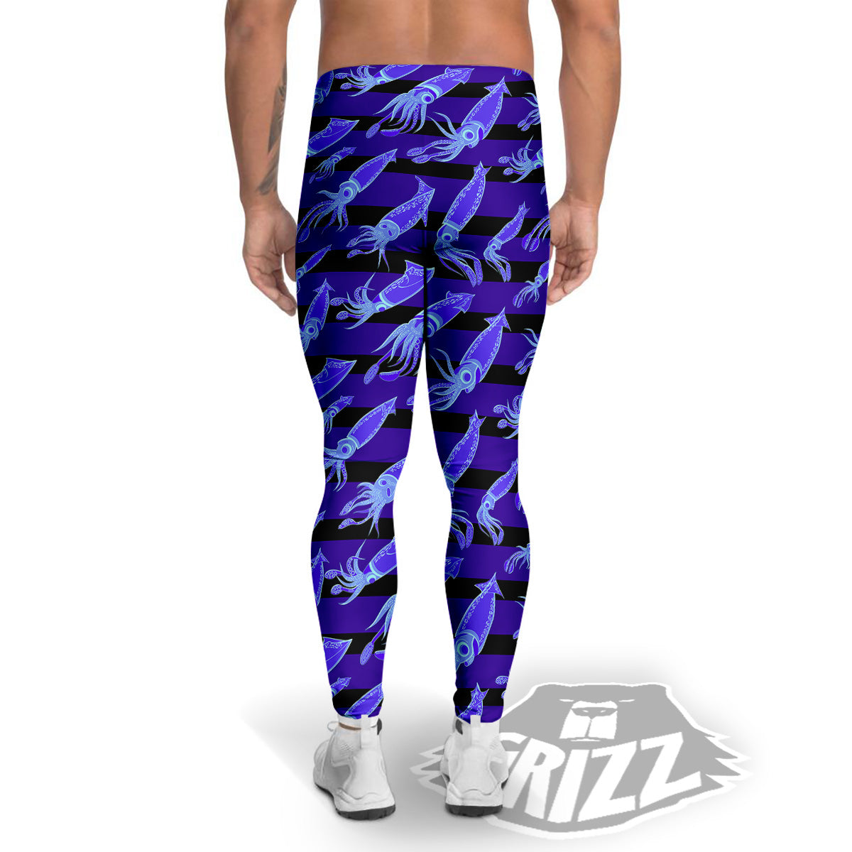 Striped Squid Print Pattern Men's Leggings-grizzshop