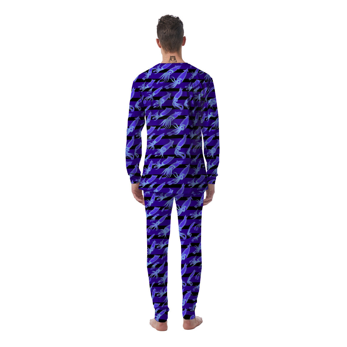 Striped Squid Print Pattern Men's Pajamas-grizzshop