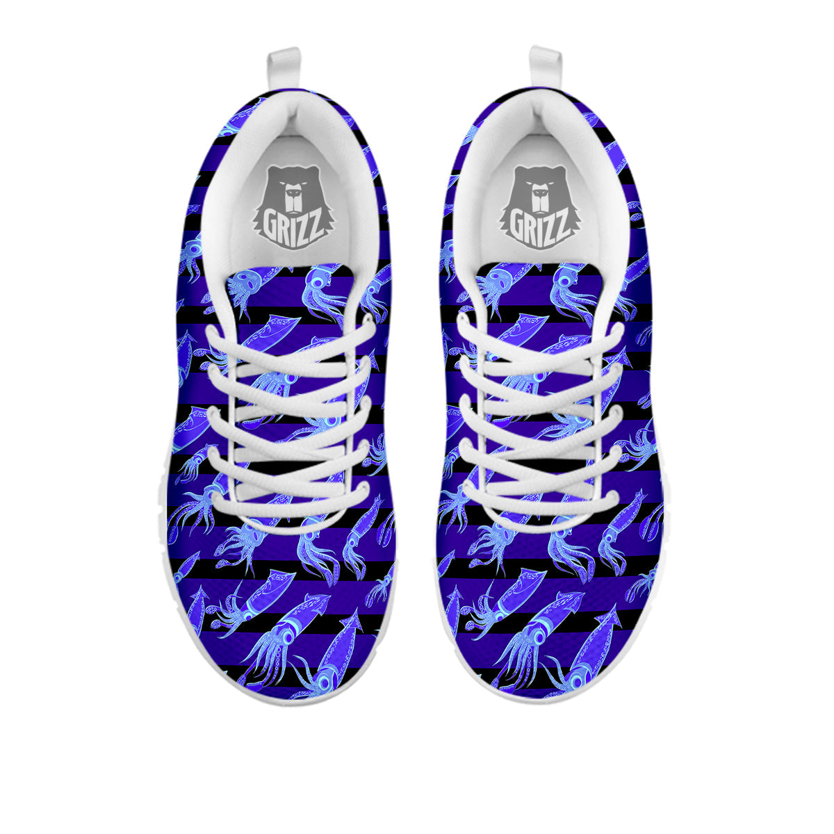Striped Squid Print Pattern White Sneaker-grizzshop