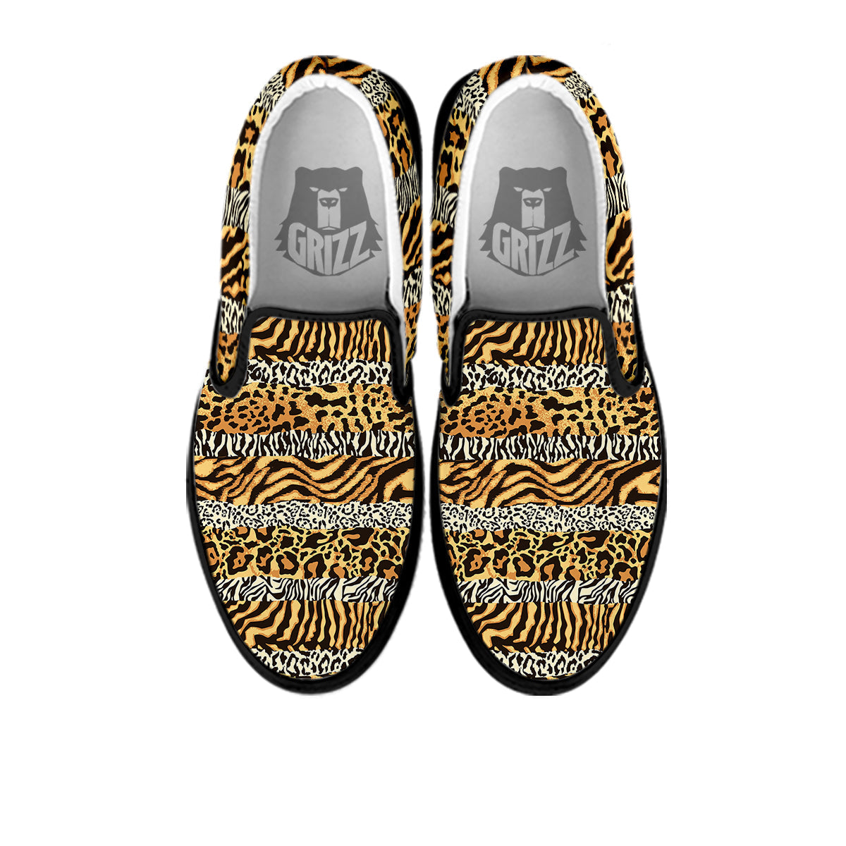 Striped Tiger Skins Print Pattern Black Slip On Shoes-grizzshop