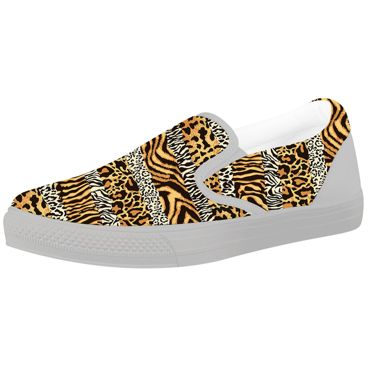 Striped Tiger Skins Print Pattern White Slip On Shoes-grizzshop