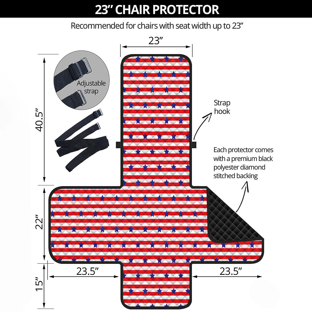 Striped USA Patriotic Print Pattern Armchair Protector-grizzshop