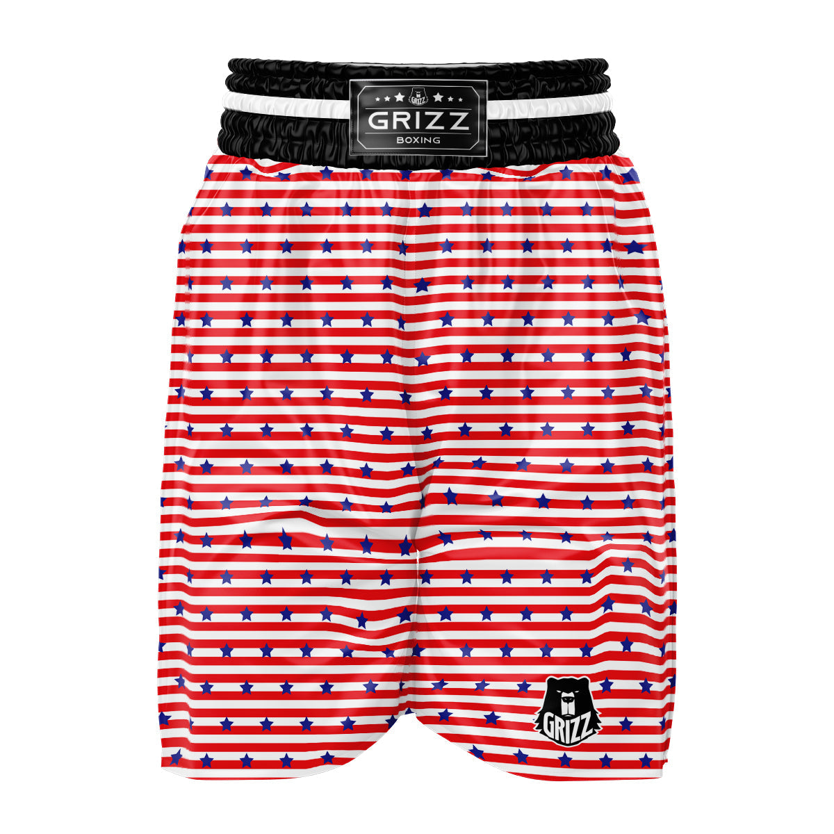 Striped USA Patriotic Print Pattern Boxing Shorts-grizzshop