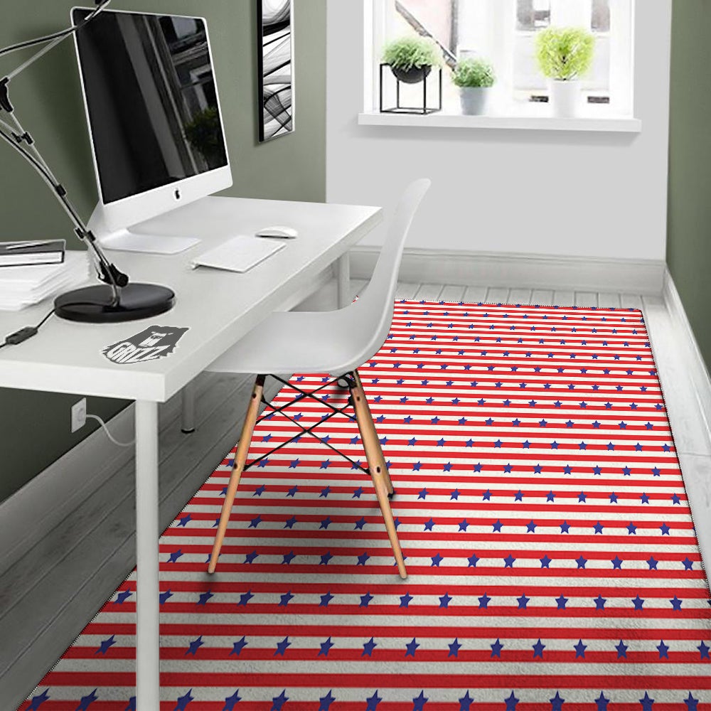 Striped USA Patriotic Print Pattern Floor Mat-grizzshop