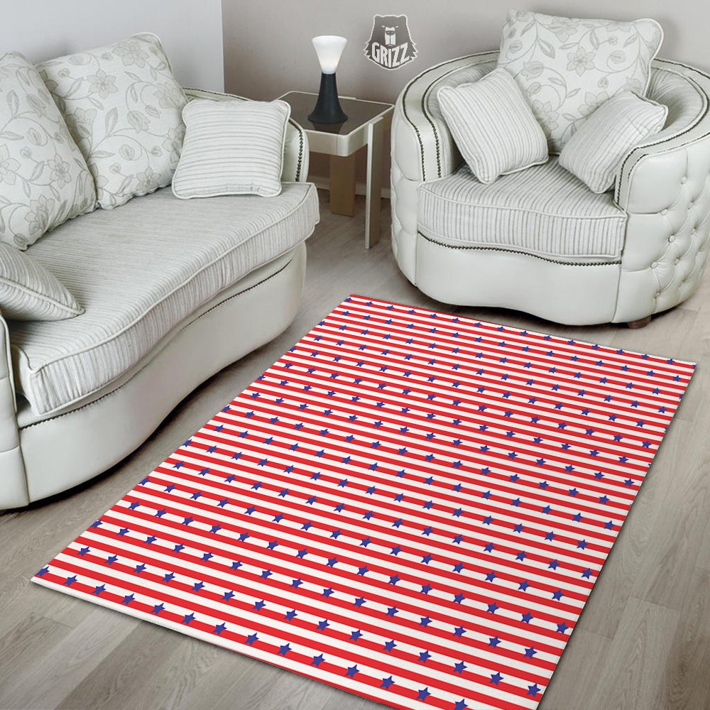 Striped USA Patriotic Print Pattern Floor Mat-grizzshop