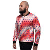 Striped USA Patriotic Print Pattern Men's Bomber Jacket-grizzshop