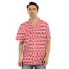 Striped USA Patriotic Print Pattern Men's Hawaiian Shirt-grizzshop