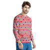 Striped USA Patriotic Print Pattern Men's Sweatshirt-grizzshop