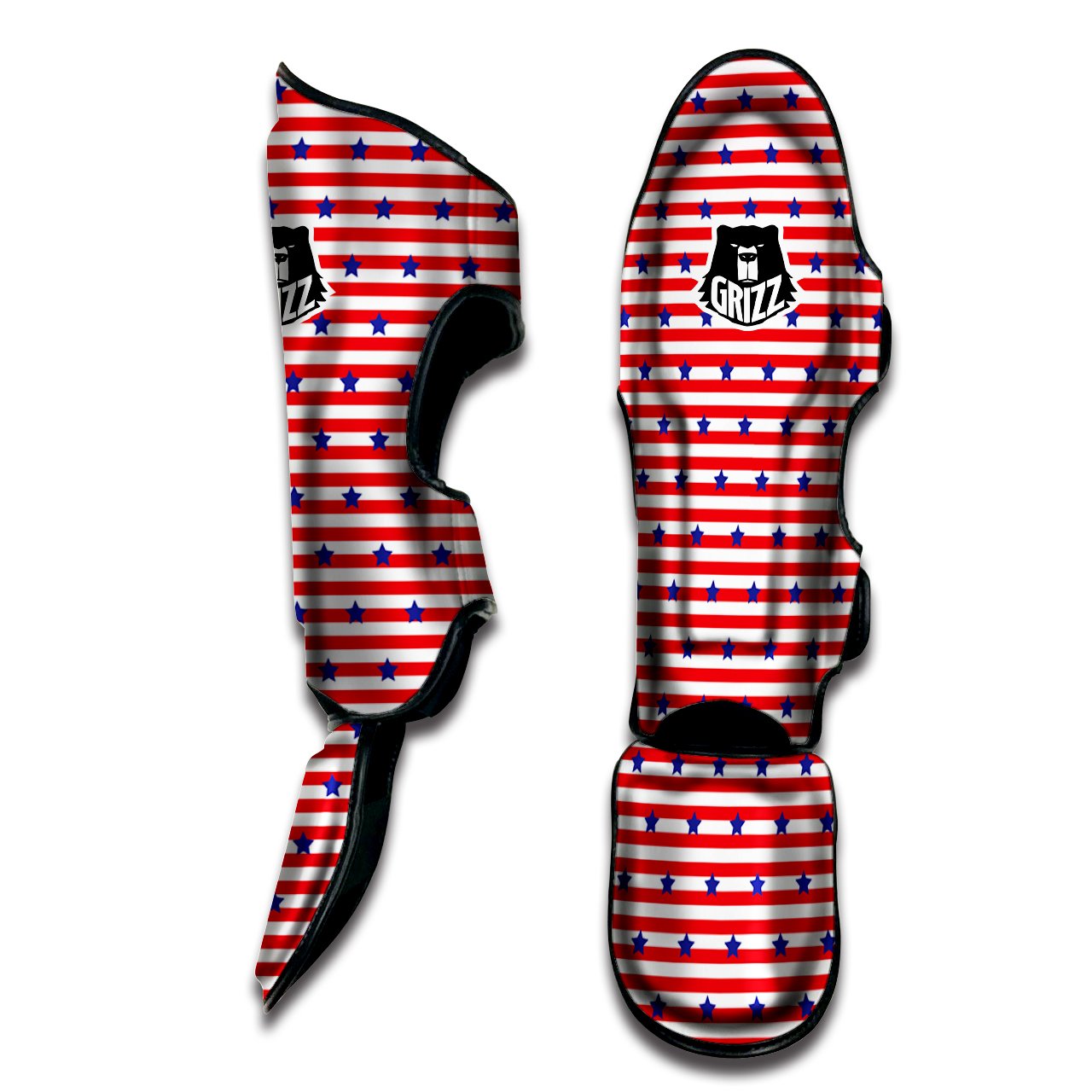 Striped USA Patriotic Print Pattern Muay Thai Shin Guards-grizzshop