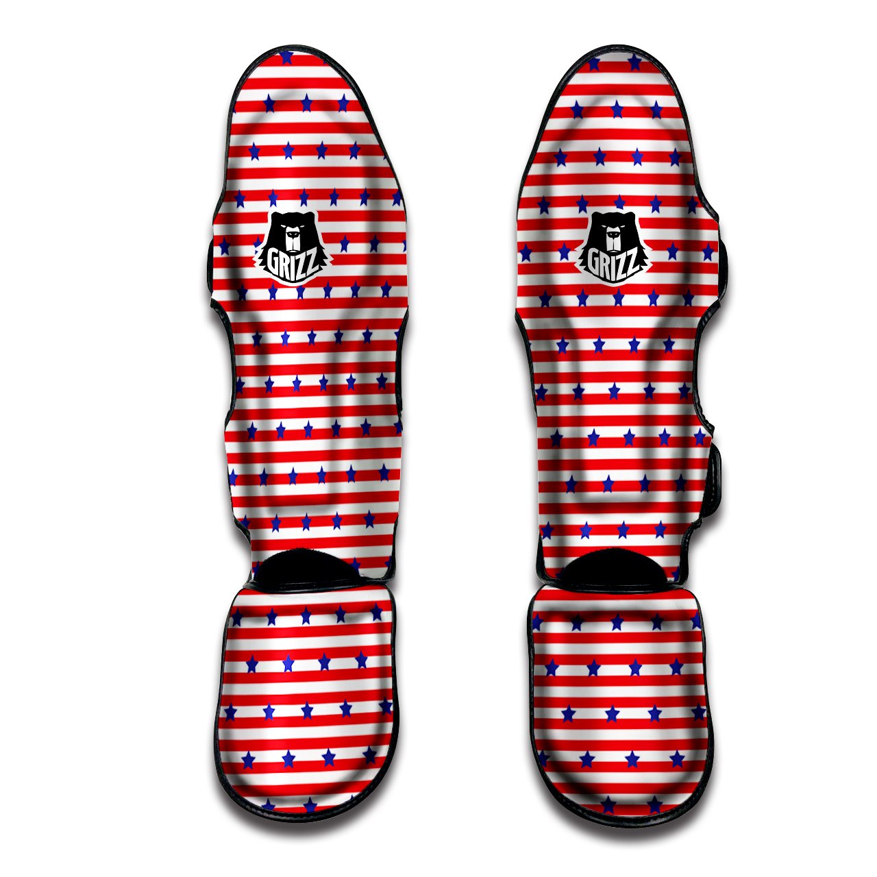 Striped USA Patriotic Print Pattern Muay Thai Shin Guards-grizzshop