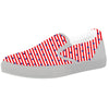 Striped USA Patriotic Print Pattern White Slip On Shoes-grizzshop