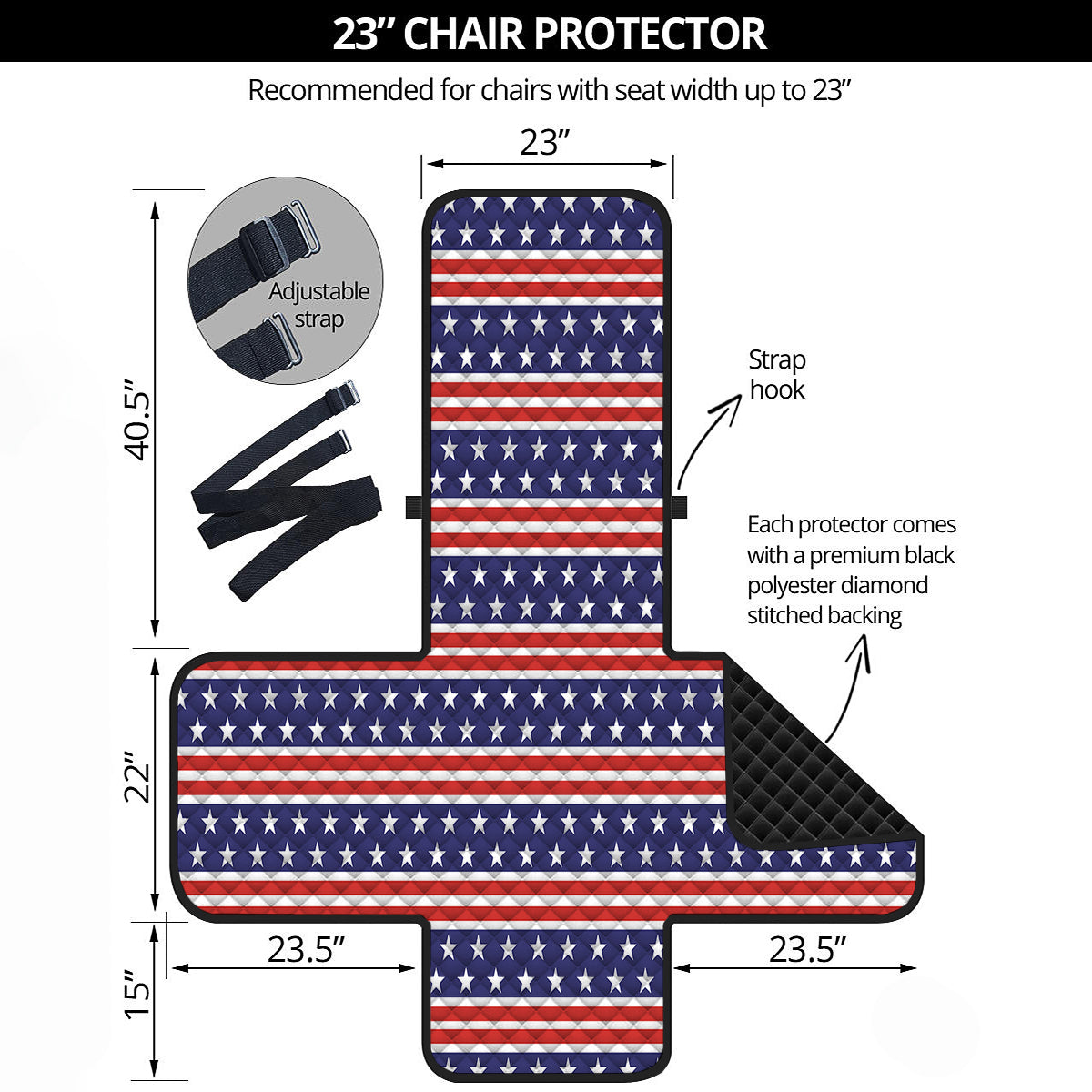 Striped USA Print Pattern Armchair Protector-grizzshop