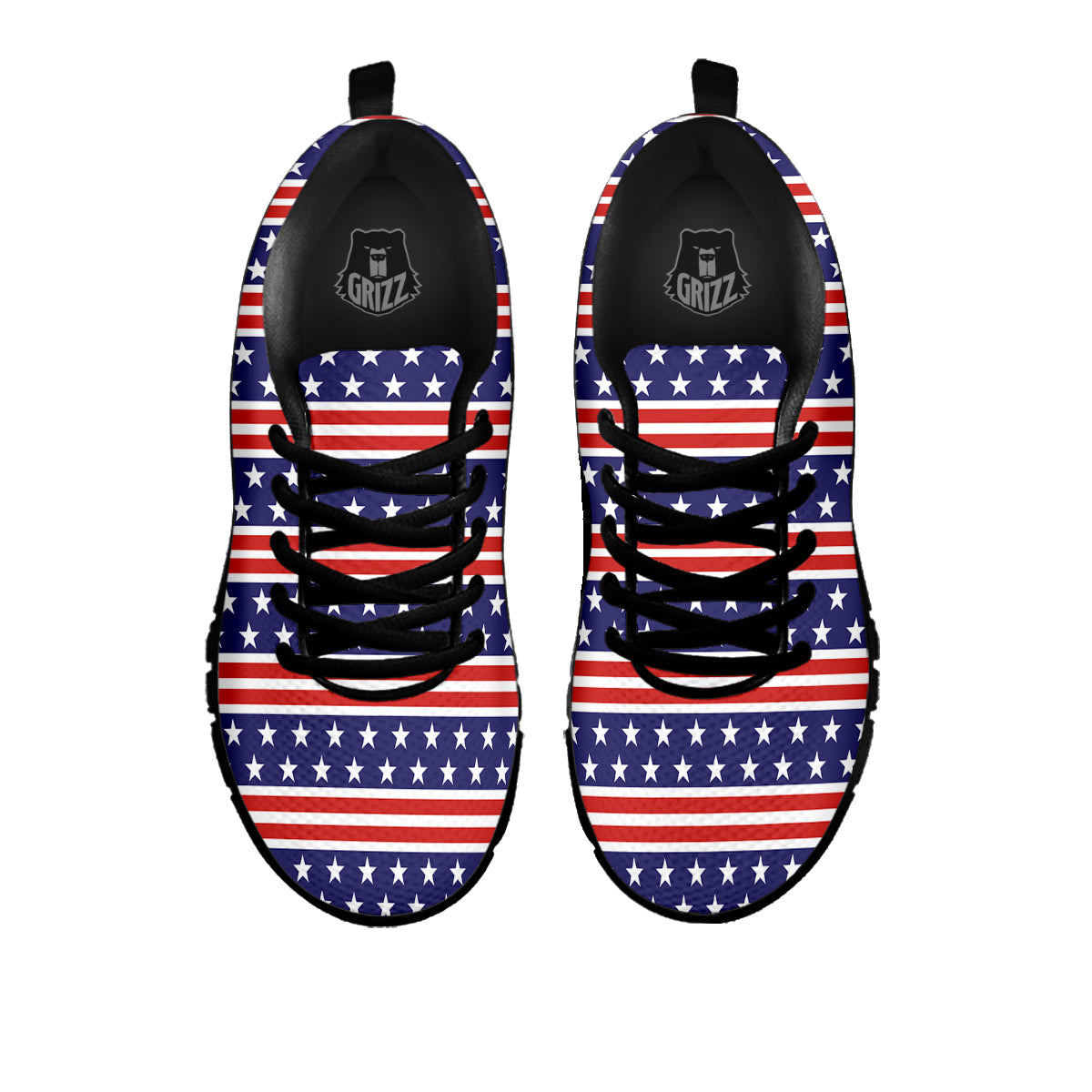 Striped USA Print Pattern Black Sneaker-grizzshop