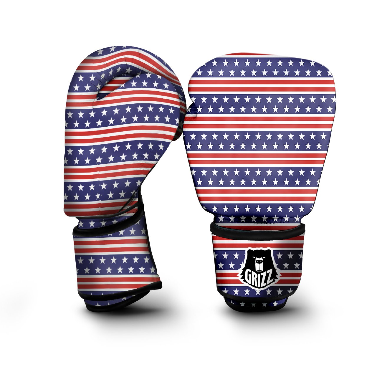 Striped USA Print Pattern Boxing Gloves-grizzshop