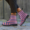 Striped USA Print Pattern Leather Boots-grizzshop