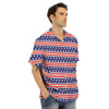 Striped USA Print Pattern Men's Hawaiian Shirt-grizzshop