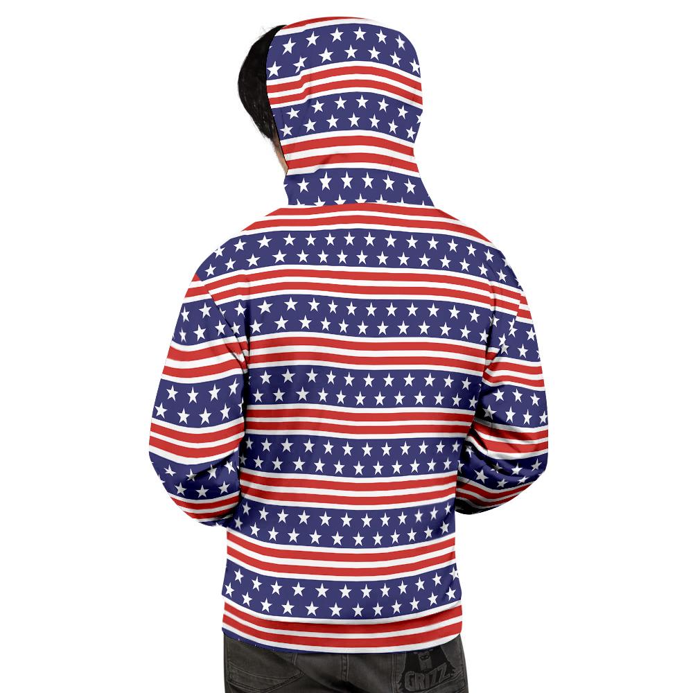 Striped USA Print Pattern Men's Hoodie-grizzshop