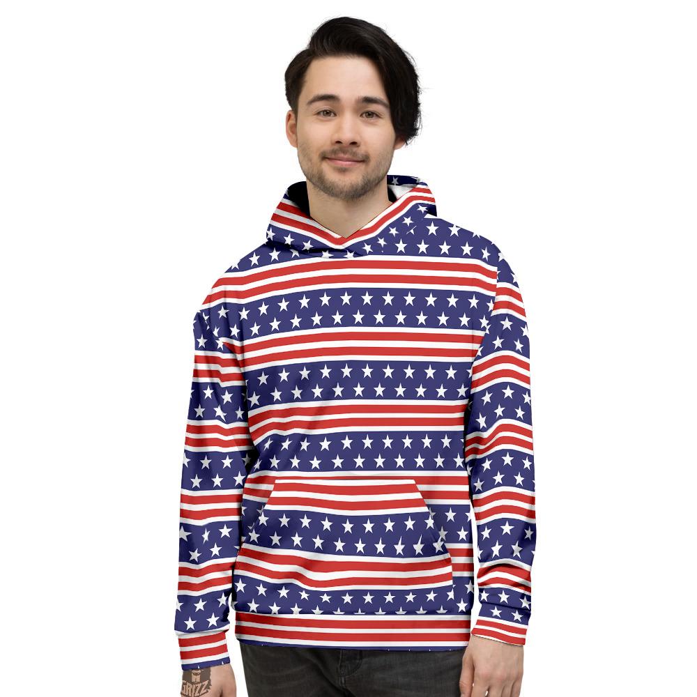 Striped USA Print Pattern Men's Hoodie-grizzshop