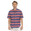 Striped USA Print Pattern Men's Short Sleeve Shirts-grizzshop