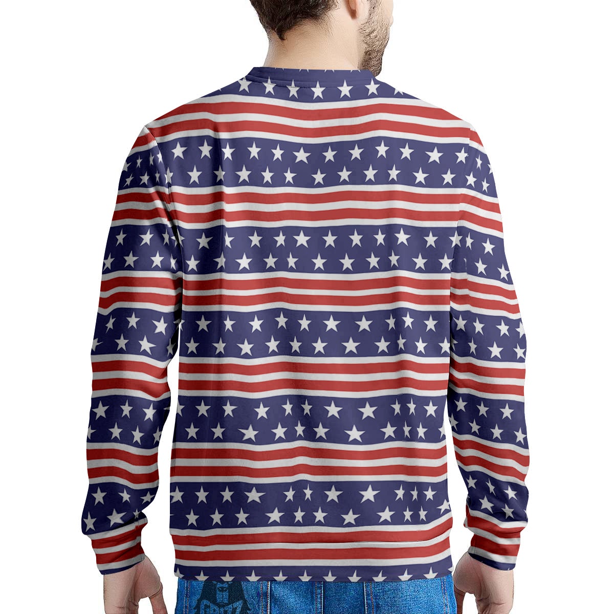 Striped USA Print Pattern Men's Sweatshirt-grizzshop