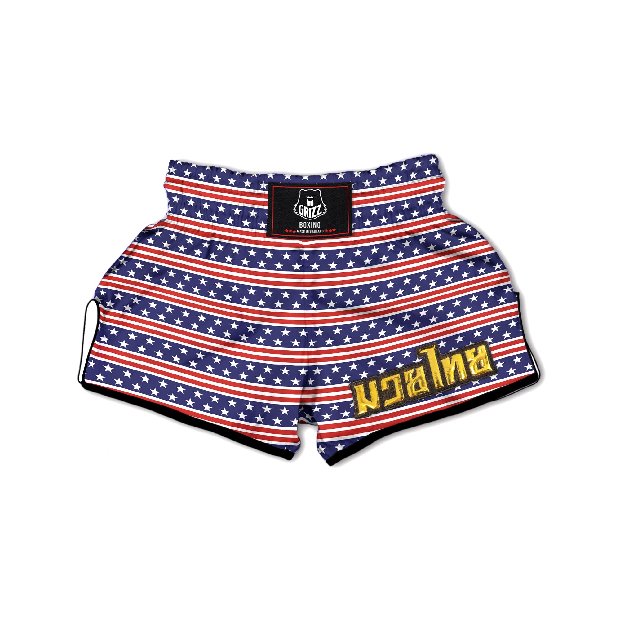 Striped USA Print Pattern Muay Thai Boxing Shorts-grizzshop