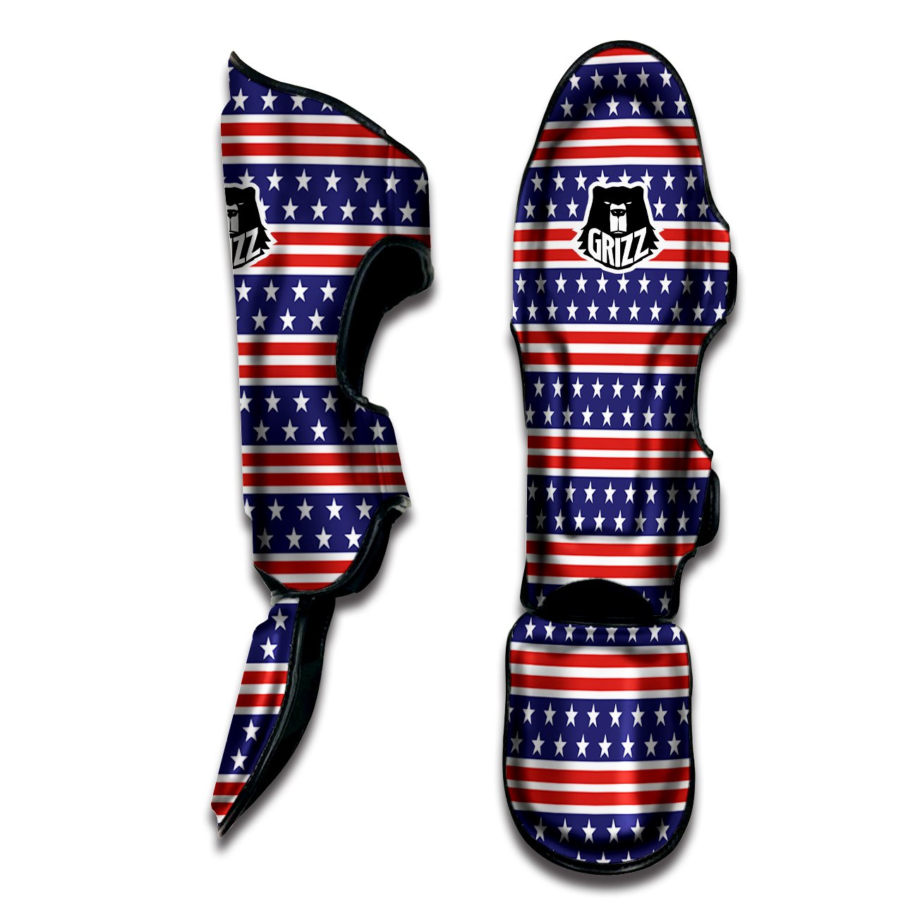 Striped USA Print Pattern Muay Thai Shin Guards-grizzshop