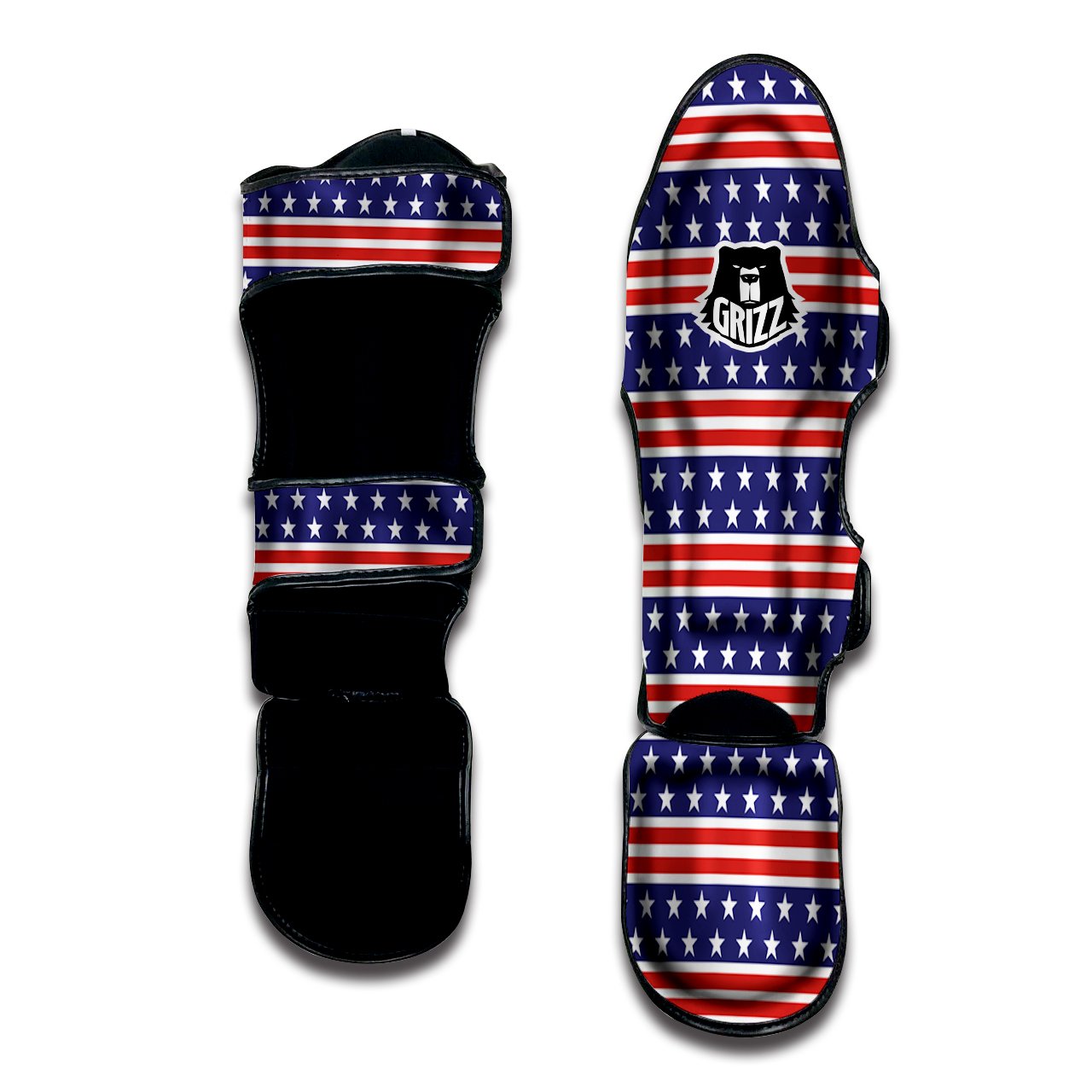 Striped USA Print Pattern Muay Thai Shin Guards-grizzshop