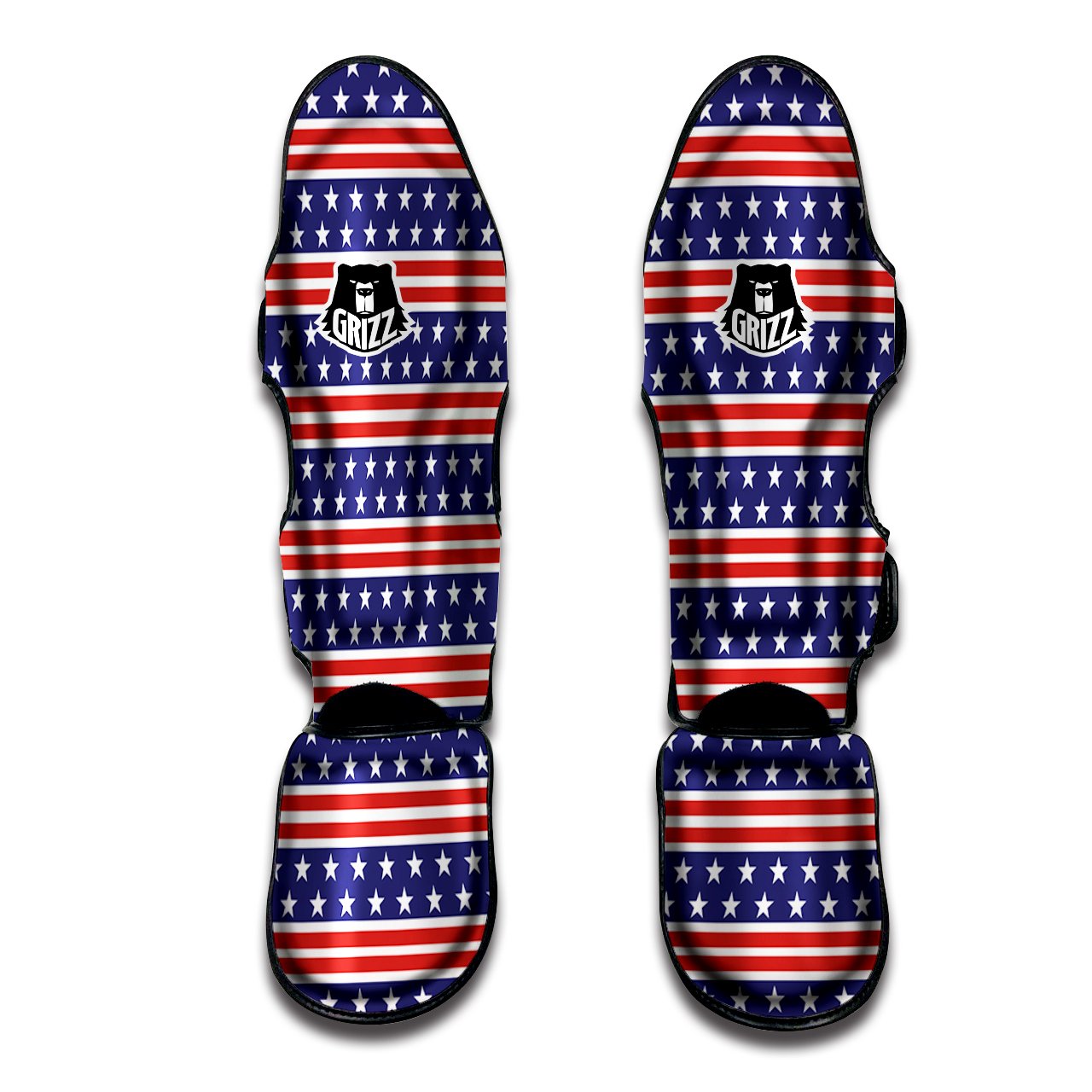 Striped USA Print Pattern Muay Thai Shin Guards-grizzshop